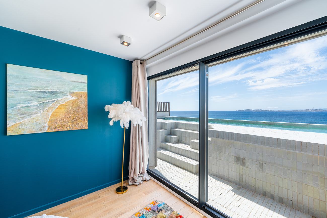 Chambre bleue vue mer