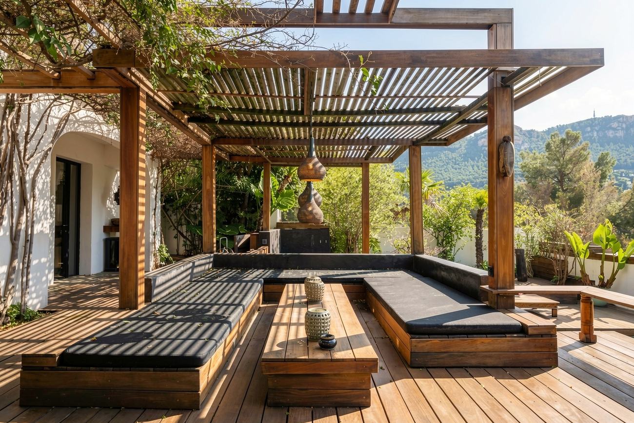 Terrasse sous pergola