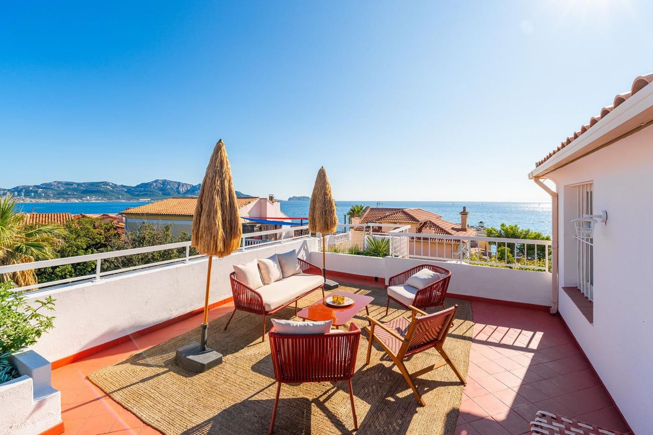 Terrasse en toiture vue mer